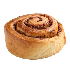 Fototapeta premium A whole single cinnamon roll isolated on a transparent background