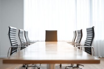 Interior design of luxury meeting table with couch in meeting room, Selective focus formal meeting table for chief executive officer.