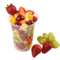 A whole single cup of fruit salad isolated on a transparent background