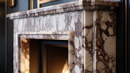 Marble fireplace mantel detail