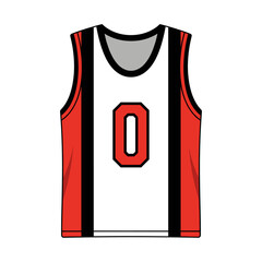 Naklejka premium White Red and Black Sleeveless Sports Jersey with Number 0 Illustration