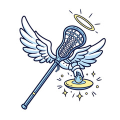 Angelic Lacrosse Stick with Wings Halo and Glowing Ball