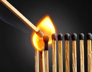 Lit match ignites others