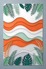 A Computer Generated Illustration of a Wavy Design with Various Leaves