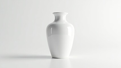 Polished white ceramic vase on a white background.