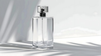 Elegant perfume bottle in clean, bright studio setting evokes luxury, beauty and sophistication for your brand