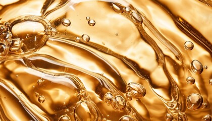 beauty transparent moisturizing hydration hyaluronic acid gel serum texture detail close up make up and cosmetics theme skin care product concept background golden color