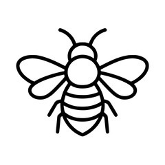 Honeybee icon created in a minimalist line style, showcasing wings, body, and antennae