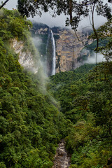 Gocta Waterfalls, one of the tallest waterfalls in the world, located in the Amazonas region of...