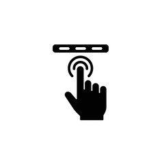 Fototapeta premium Hand touching a sensor with finger pointing upward silhouette