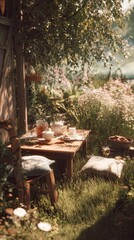 Obraz premium Rustic garden table scene