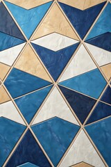 Triangle Pattern with Blue White and Tan Marble