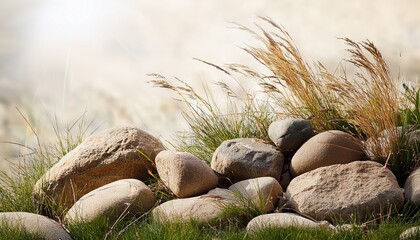 dry stones and grass