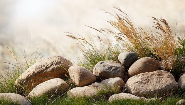 dry stones and grass