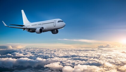 Obraz premium passenger airplane flying above clouds