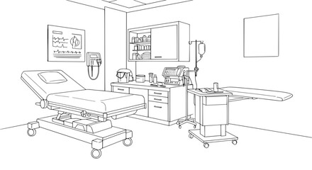 Modern clinic interior illustration for medical concepts and healthcare visuals, clean and professional