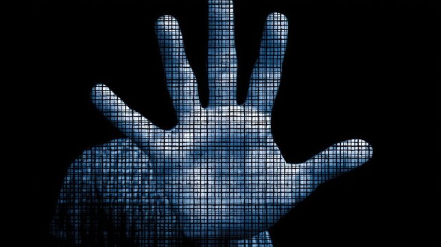 Digital hand on black background