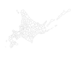 Hokkaido Japan Map Outline Per Area Vector Design