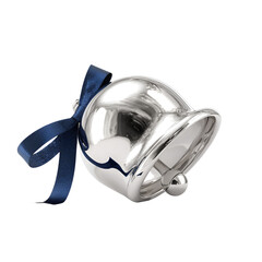 Silver bell with blue ribbon elegant decoration