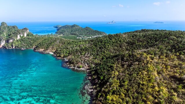 Aerial View of Phi Phi Island and Loh Lana Bay, Thailand