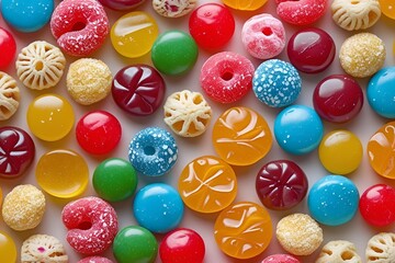Fototapeta premium Colorful Assortment of Hard Candies and Sweet Confections