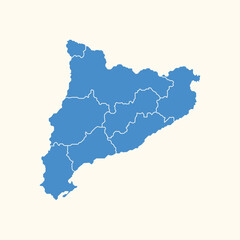 Catalonia Map Blue Vector Per Area Design