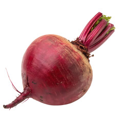 A whole single red beet isolated on a transparent background