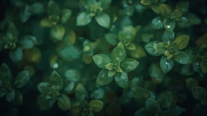 Photo of close up photograph of a vibrant green plant with small leaves covering the entire surface in a natural setting