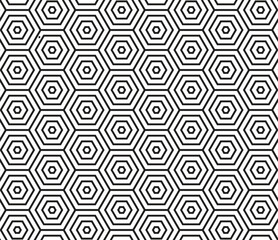 Seventies Hexagon Seamless Pattern Black White Background