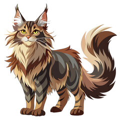 vector illustration of maine coon, standing majestic, abstract