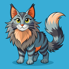 vector illustration of maine coon, climbing, cartoon