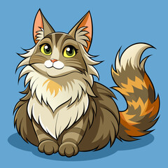 vector illustration of maine coon, lying down, cartoon