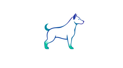 Simple, outlined, navy blue dog head graphic on a white background.