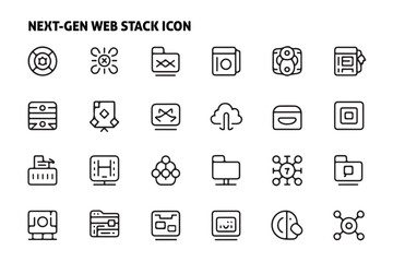 Collection of simple line icons representing next-gen web technologies