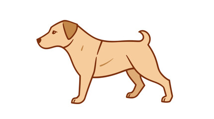 Illustration of a light brown dog standing in profile, with a short tail and floppy ears.