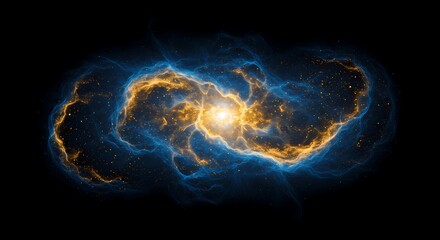 Cosmic Nebula with Vibrant Blue and Orange Hues