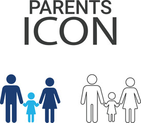 Parents' Line art icons design. Containing parents, mother, father, children, baby, grandparents, and household icons. Solid icon collection. Vector illustration.