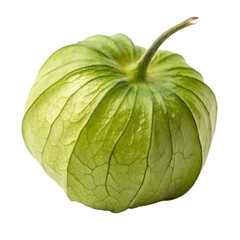 A whole single tomatillo isolated on a transparent background