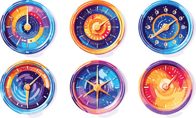 Colorful abstract circular gauge illustrations