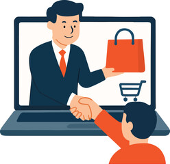 Sales rep closing a deal via video call Illustration