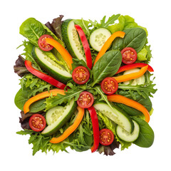 Frischer gemischter Salat auf transparentem Hintergrund &ndash; Studioaufnahme