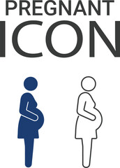 Pregnant icons, Line art icons design. Containing parents, mother, father, children, baby, grandparents, and household icons. Solid icon collection. Vector illustration.