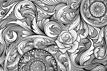 Engraved style vintage background with rose