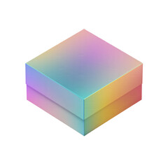 Pastel Gradient Colorful Gift Box Product Packaging isolated on transparent background Remove png, Clipping Path, pen tool