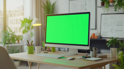 Fototapeta premium Home Office with Monitor Mockup