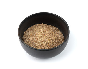 Milk thistle seeds powder, crushed silybum marianum grains pile, milled dry blessed milkthistle