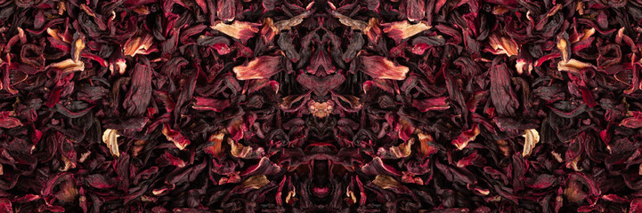 Dry Hibiscus Tea Isolated, Dry Rose Petals, Fruit Red Tea, Karkade Leaves, Dried Herbal Drink, Roselle Petal