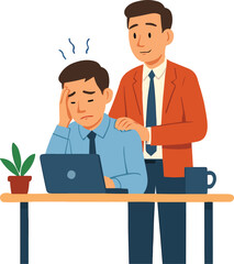 Manager offering support to stressed worker Illustration