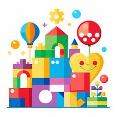Colorful Playful Toys Arrangement for Childhood Joy Vector Illustration