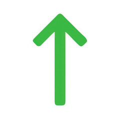 A bright green upward pointing arrow symbol isolated on a transparent background for directional use isolated on transparent background